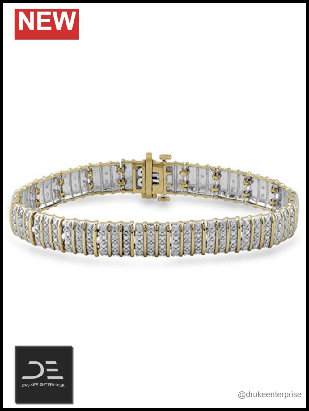 1/2 Cttw Diamond Tennis Bracelet Yellow Gold Over Brass 7.25"